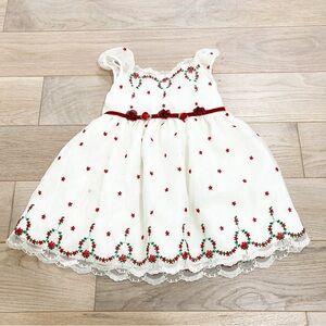 Elegant White and Red Kids Formal Dress